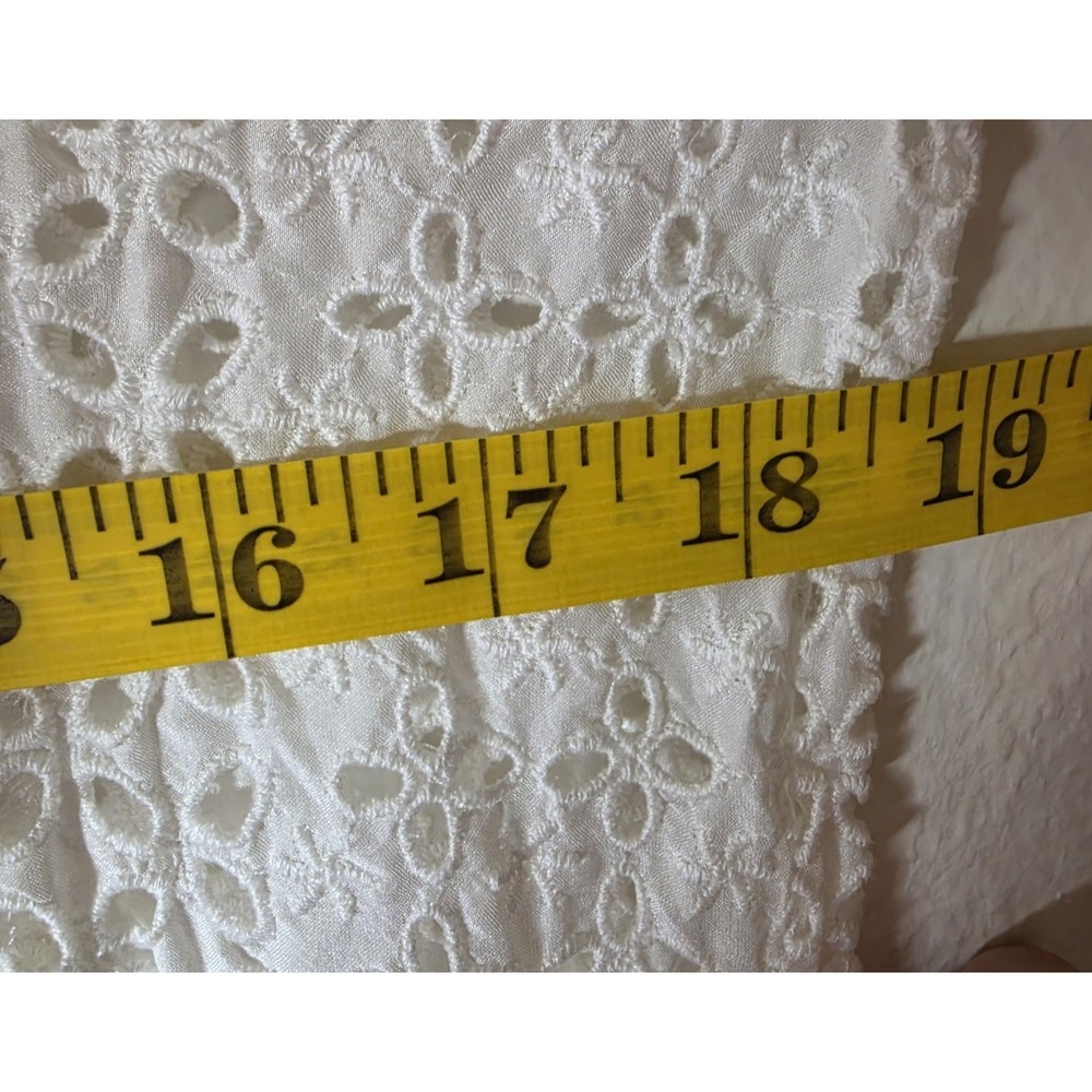 Johnny Was 100% Silk White Eyelet Tiered Maxi Dress No Slip Sz S Beach Coverup - Picture 11 of 12